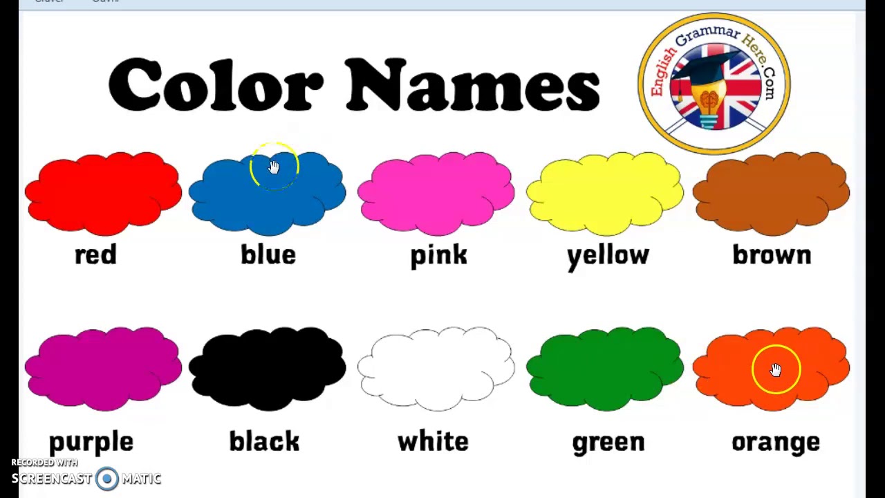 colours in english الالوان بالانجليزية