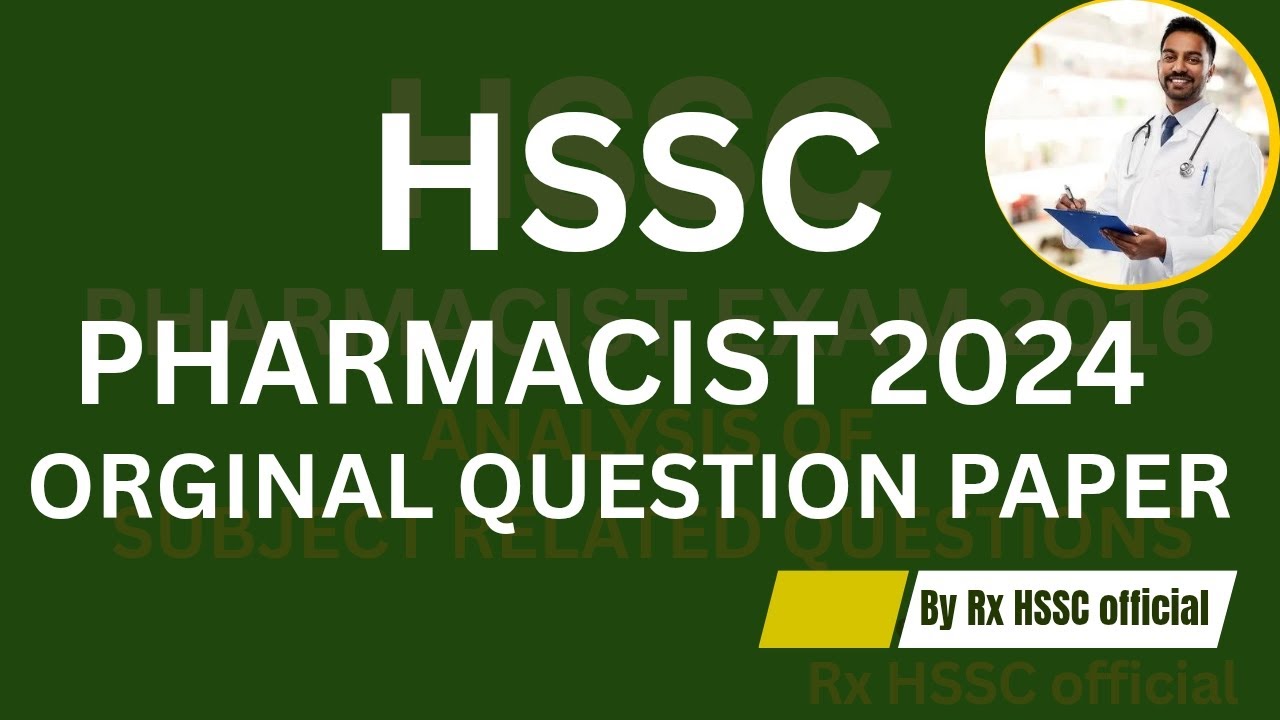 HSSC PHARMACIST PREVIOUS YEAR PAPER 2024