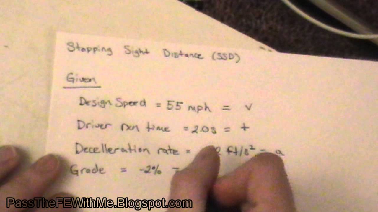 FE Review: Stopping Sight Distance (SSD)