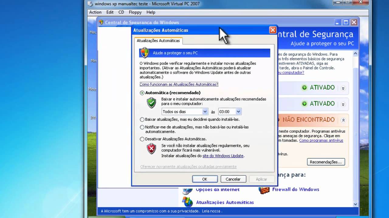 desativar atualizaçoes automaticas windows xp - YouTube