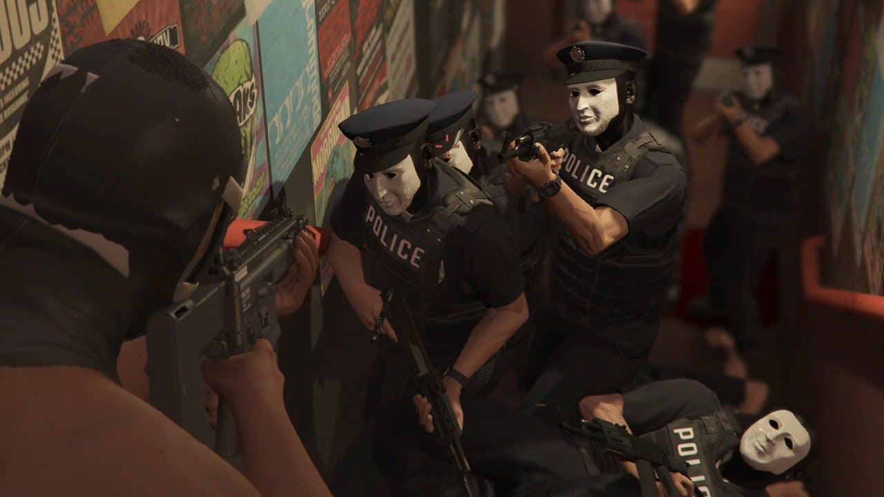 GTA 5 - franklin rampage shootout + epic five star cop battle - YouTube