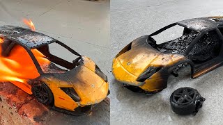 Thí nghiệm lửa với Lamborghini ô tô bằng sắt ( Experriment Fire VS Lamborghini car toys )