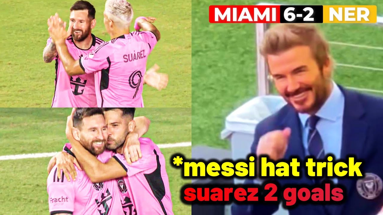 Beckham reaction to Messi hat trick goals to destroy New England