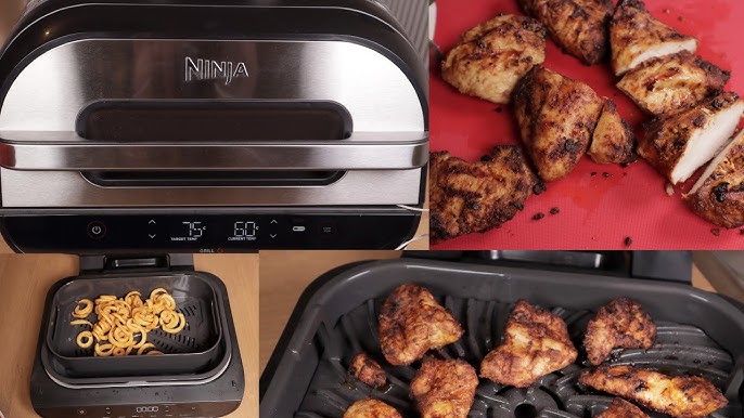 Ninja EG351A Foodi Smart Digital 5-in-1 Indoor Grill & Air Fryer with Built  in Thermometer(Silver)