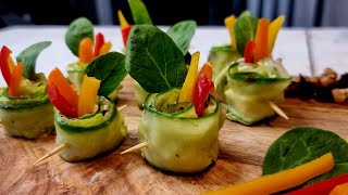 How to make the perfect cucamber cream cheese salad?:cucamber salad roll ,an amazing party food!