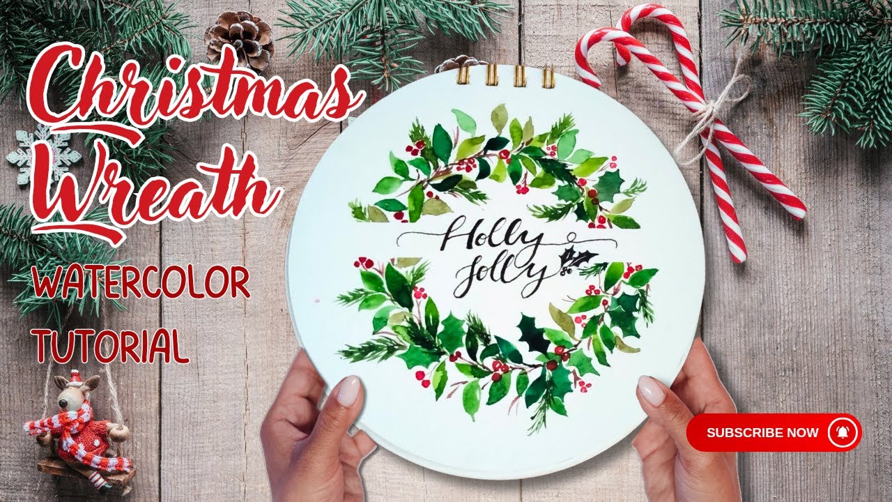 Easy Christmas Wreath Tutorial with Watercolor| How to paint a ...