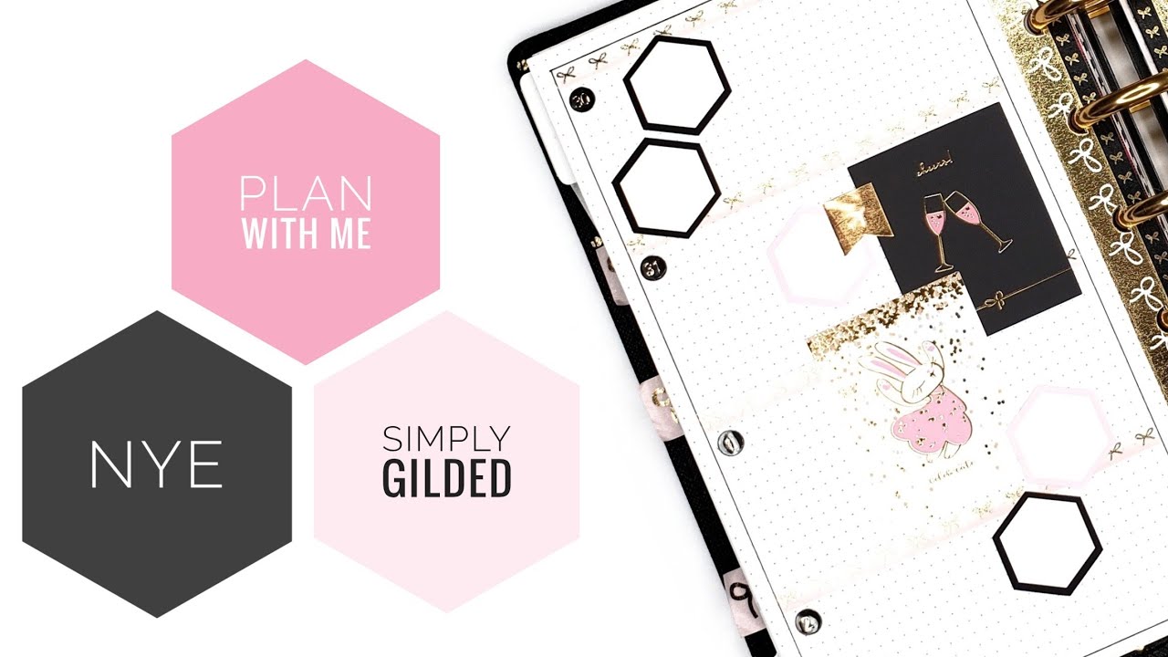 Plan With Me - New Year's Week: SIMPLY GILDED | DIY horizontal layout | Mini Happy Planner 2019