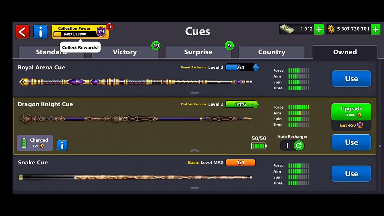 Dragon Knight Cue Level Max. Pool Pass Exclusive (2022). 8 Ball Pool