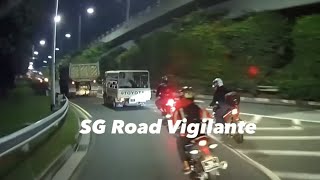 9feb2023 woodlands #GBJ9472K toyota dyna & malaysia motorbike ignoring & driving over road chevron