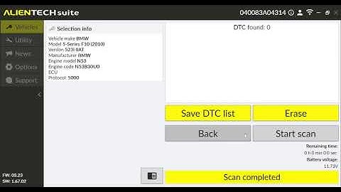ALIENTECH KESS3 detects BMW 5-Series F10(2010) DTC