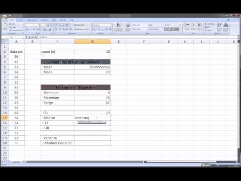 Excel - Basic Descriptive Statistics (Mean, Variance, Standard Devation, etc.)