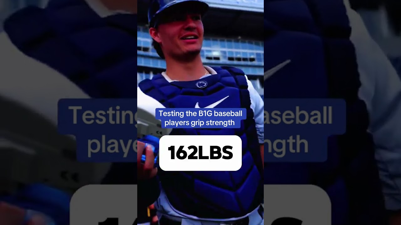 Testing the B1G baseball players’ grip strength… 🏋️‍♂️⚾Stronger than you think? 👀