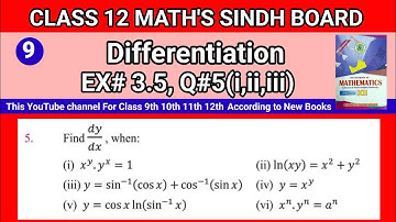 Class 12 Maths Unit 3 Exercise 3.5 Question 5(i,ii,iii) Differentiation / Derivative