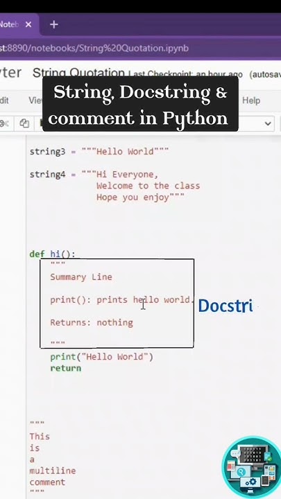 String, Docstring & Comment in Python #python#pythonprogramming # ...