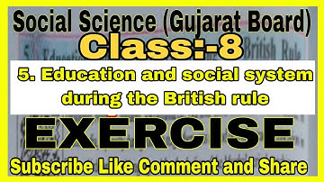 Std 8 // Education and social system during the British rule Exercise Lesson 5 // #vedbarot_#video