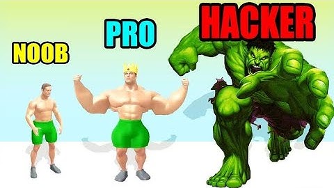 muscle rush noob vs Pro vs hacker all max level iOS trailer gameplay walkthrough #satisfying