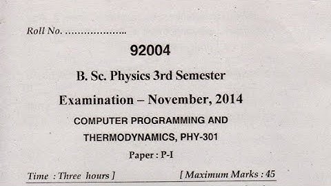 MDU B.SC. 3rd sem Physics Computer Programming and Thermodyanmics 2014