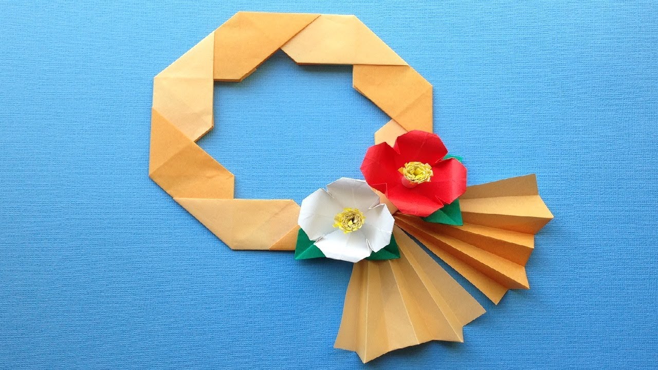 折り紙 お正月のリース 椿の花 簡単な折り方 Origami Camellia Wreath Tutorial Niceno1 Youtube