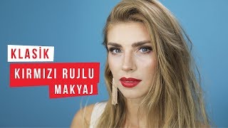 Münhan Çınar Klasik Kırmızı Rujlu Makyaj