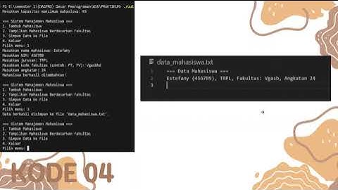 Video Presentasi Project Dasar Pemrograman Kelompok 9