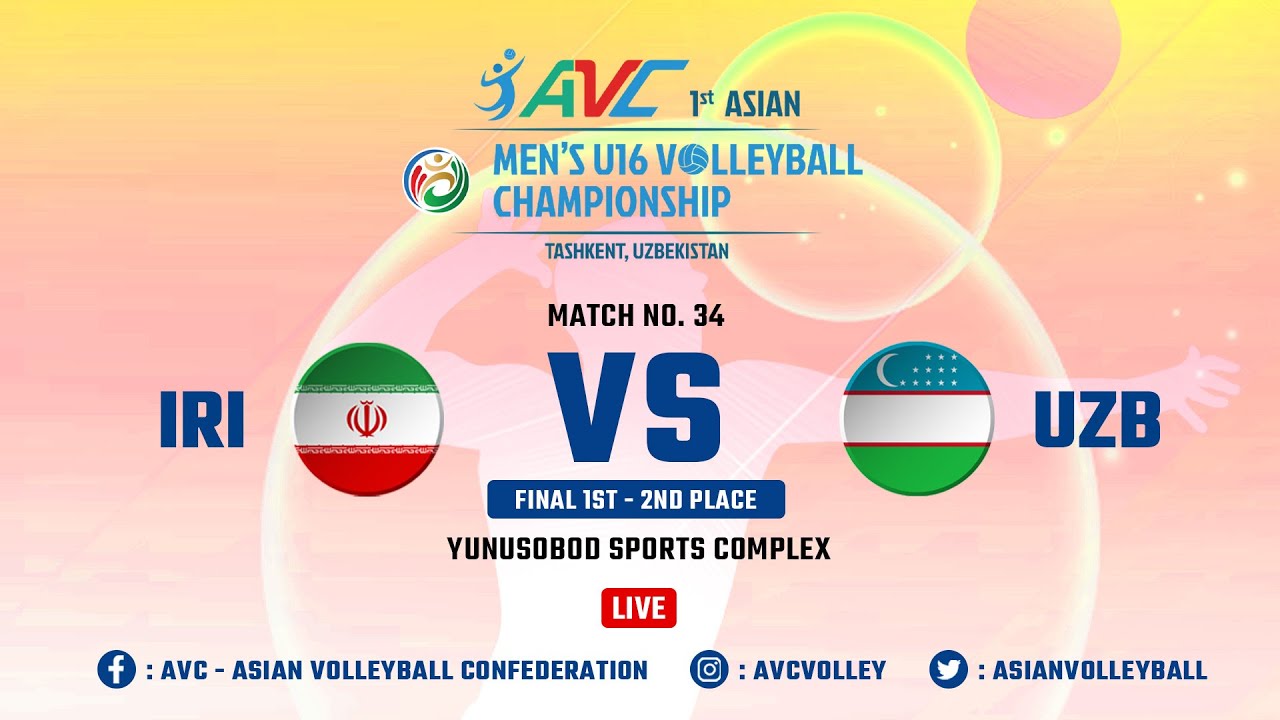 Final 1st - 2nd  Iran VS Uzbekistan The 1st Asian Mens U16 Volleyball Championship