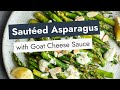 Sauted asparagus with goat cheese sauce