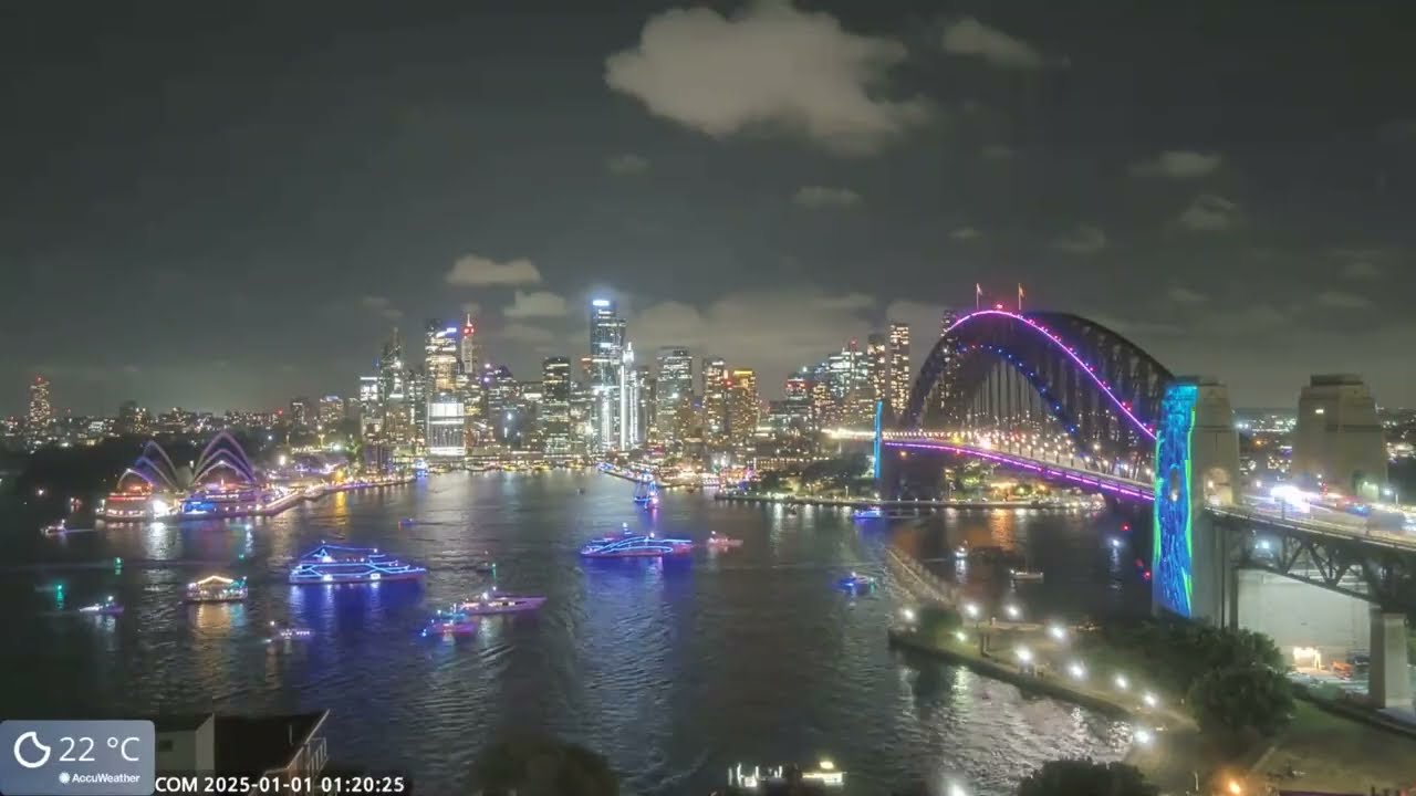 Crazy Boat Parade after New Years Eve fireworks, Sydney Harbour 1.01.25 - with music