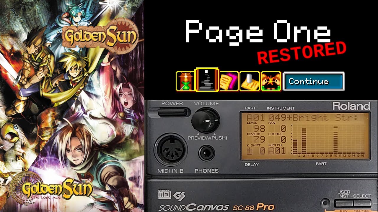 Page One / Main Menu (Restored - Roland SC-88) - Golden Sun