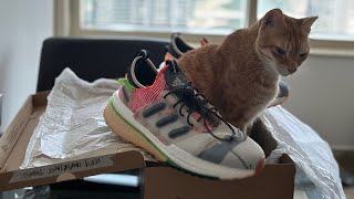 Limited 3000 pairs unboxing Helen Kirkum Adidas Originals X_PLRBOOST recycled sneakers upcycled