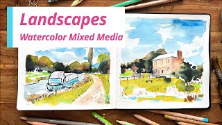 Loose Watercolor And Mixed Media Landscape Art Challenge - Get Creative!