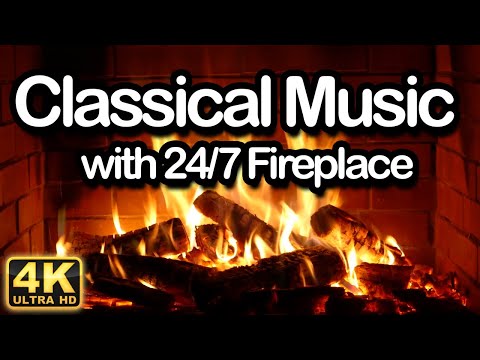 Relaxing Classical Music Radio 24/7 with live burning Fireplace
