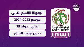 نتائج الجولة 25 و ترتيب البطولة المغربية القسم الثاني 2024