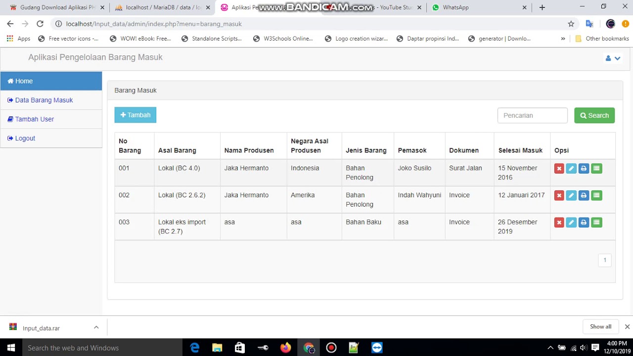 Aplikasi Pengelolaan Barang Masuk berbasis php dan mysql 