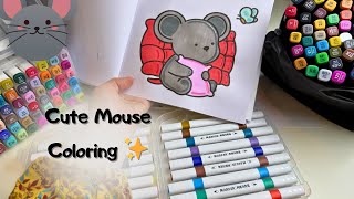 Coloring a Cute Mouse with Markers 🐭 | Relaxing Drawing ASMR #kausart 