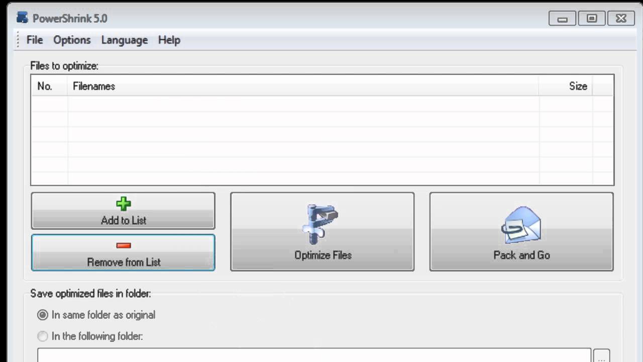 PowerShrink software feature overview