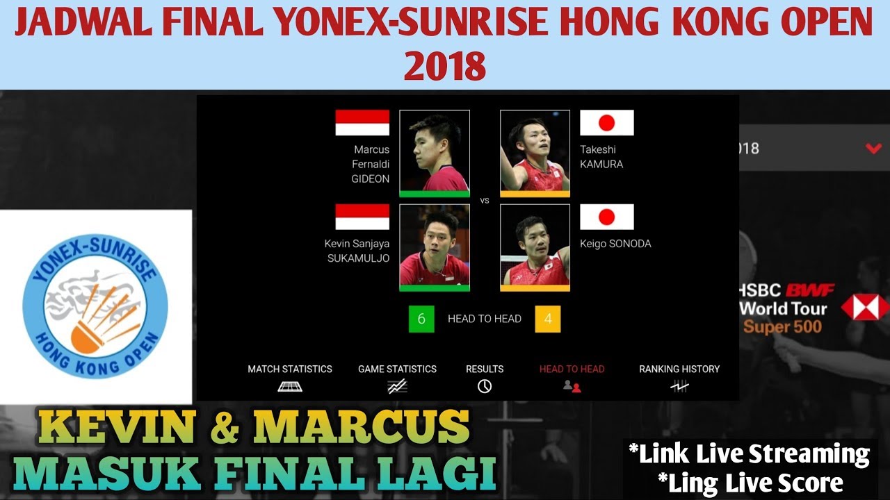 JADWAL FINAL YONEX-SUNRISE HONG KONG OPEN 2018 BADMINTON | SCHEDULE LENGKAP