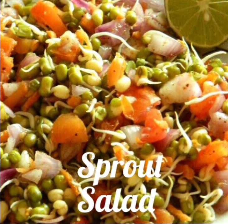 HEALTHY PROTIEN RICH SPROUT SALAD VEGAN RECIPE MUNG BEAN SALAD
