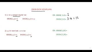 EBOB-EKOK Özellikleri خواص القاسم المشترك الأكبر والمضاعف المشترك الأصغر