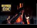 Best relaxing Fireplace 8K relaxing 3 HOURS HD // Feu de cheminée relaxant