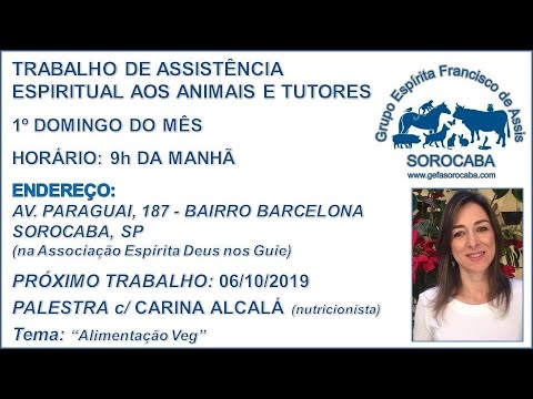 Assista: Palestra presencial - c/ CARINA ALCAL�? (06/10/2019)