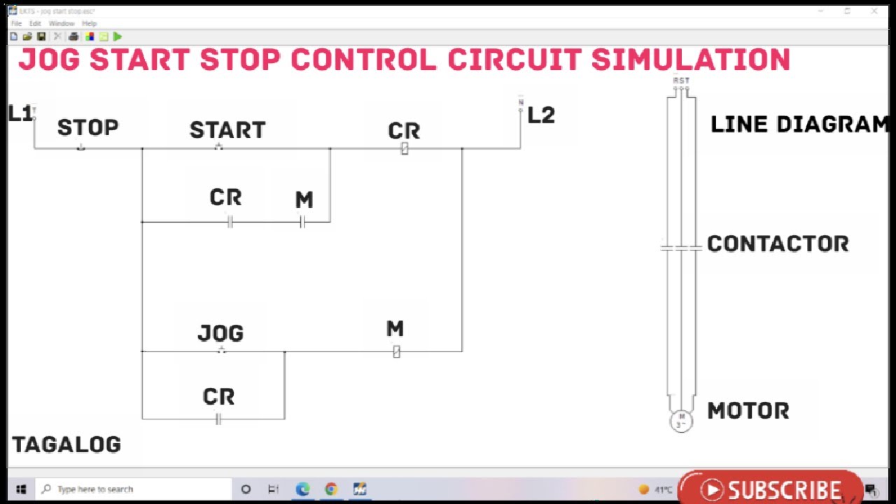 Jog start stop control circuit simulation tagalog version YouTube