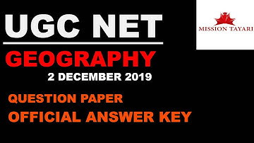 UGC NET GEOGRAPHY ANSWER KEY