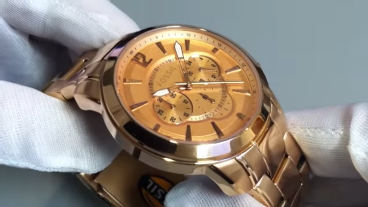 Volharding atoom Droogte Men's Fossil Grant Chronograph Rose Gold Watch FS4635 - YouTube