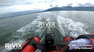 RIVIX Inflatable Boat XE380 with 18hp Water Splash at the Ocean Speeding