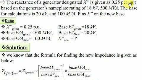 How to find New Per Unit Impedance in Power System Analysis