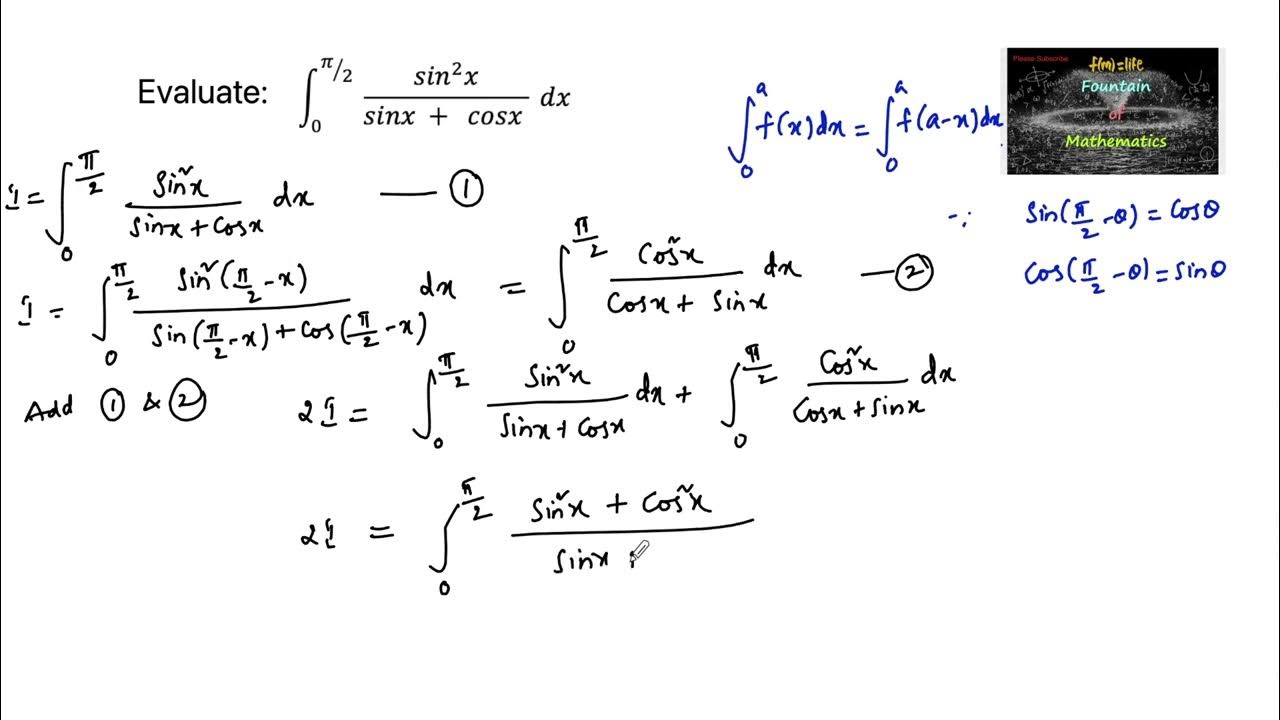 Evaluate Integral 0 To 2 Sin 2x Sin X Cos X Dx Definite Integral integration-of-sinx-cosx-by-1-sinx-cox-from-0-to-pi-by2-youtube