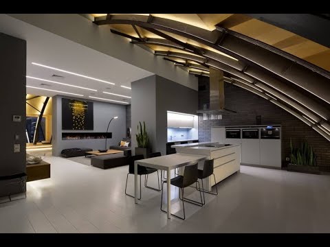 Video: Penthouse contemporan din Kiev expune acoperișul original arc