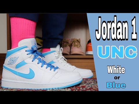 Jordan 1 Mid UNC on feet + Lace Swap 