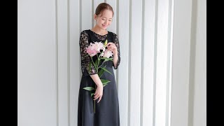 セットアップ風ドレス ボレロ付き フレアライン 大人エレガント ボレロセット2WAY Aラインドレス CF027BK |パーティードレス