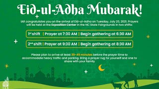 Eidul Adha Prayer Livestream - 1442/2021 Raleigh, NC | بث شعائر عيد الأضحى - رالي، كارولينا الشمالية